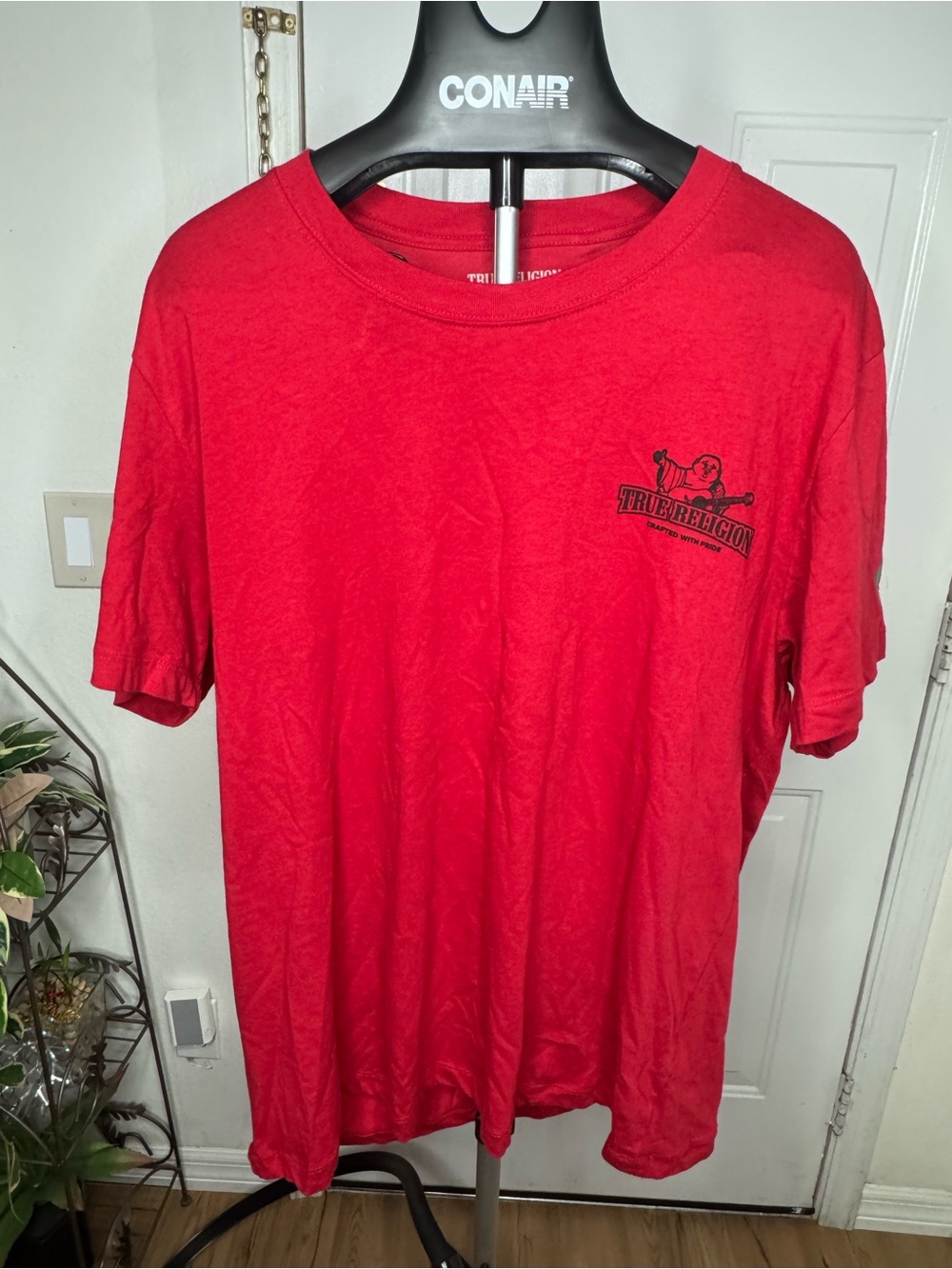 True Religion Red Short Sleeve Crewneck Tee with Small Chest Logo SZ 2XL